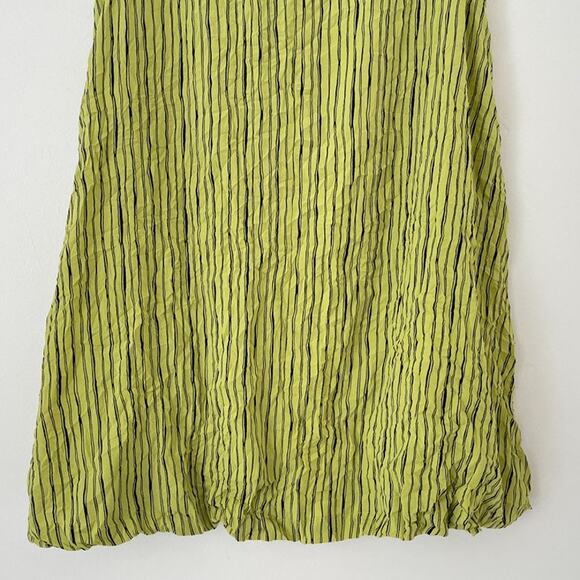 LIV by Habitat Lime Striped Mock Neck Lagenlook Top Sz S Artsy Pocket Minimal - Picture 7 of 8
